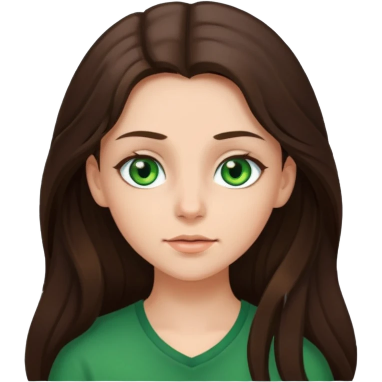 brunnete girl with long hair and lazy green eyes emoji