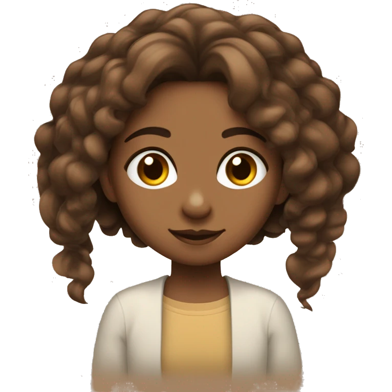 criança menina cabelo marrom olhos cor de mel cabelo liso  emoji