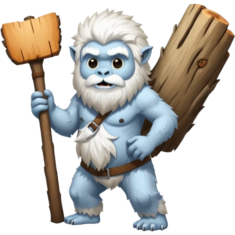 yeti, carrying a big wood emoji