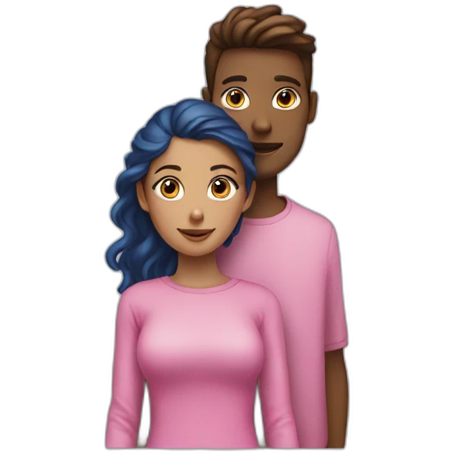 girl wearing pink and guy wearing blue ext to each other emoji
