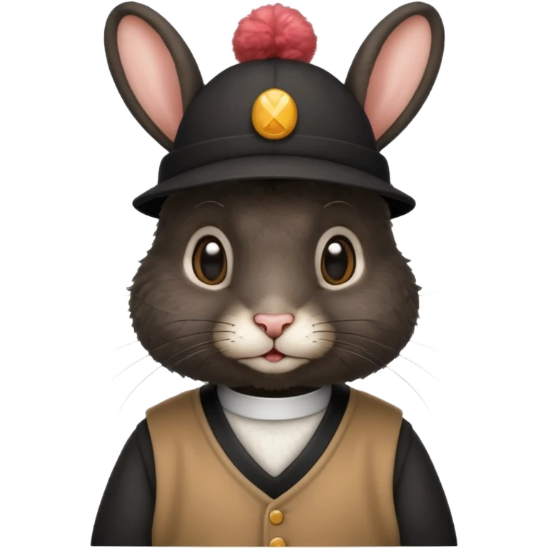 curly black rabbit with jersey and hat emoji