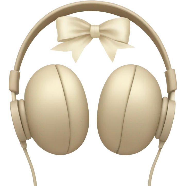 beige apple headphones with beige bows emoji