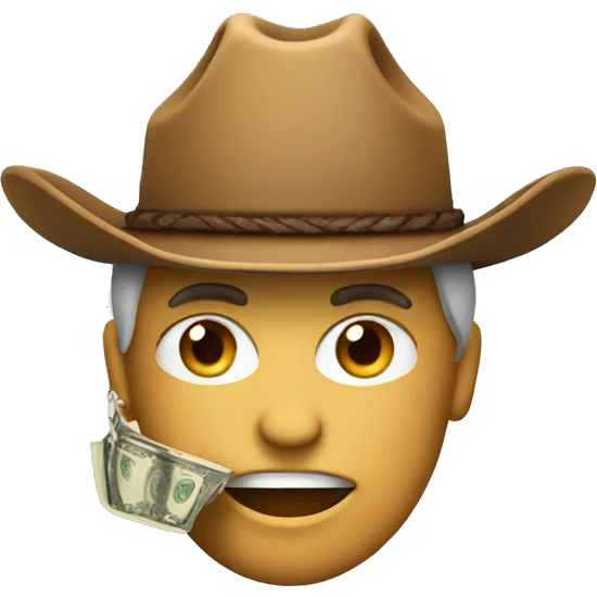money wearing a cowboy hat with a lasso emoji