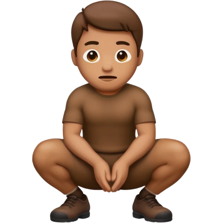 Man squatting with poop emoji underneath emoji