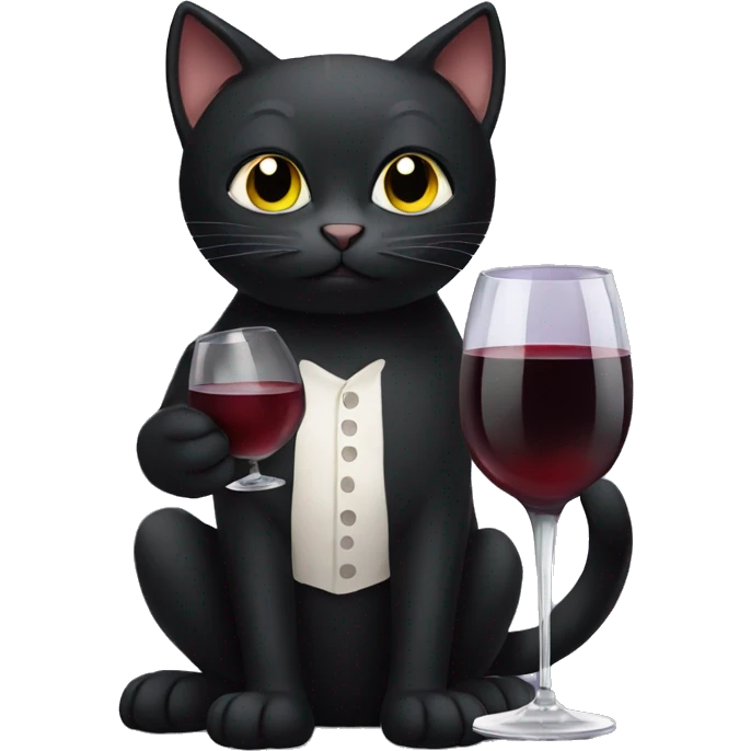 Black cat holding wine glass  emoji