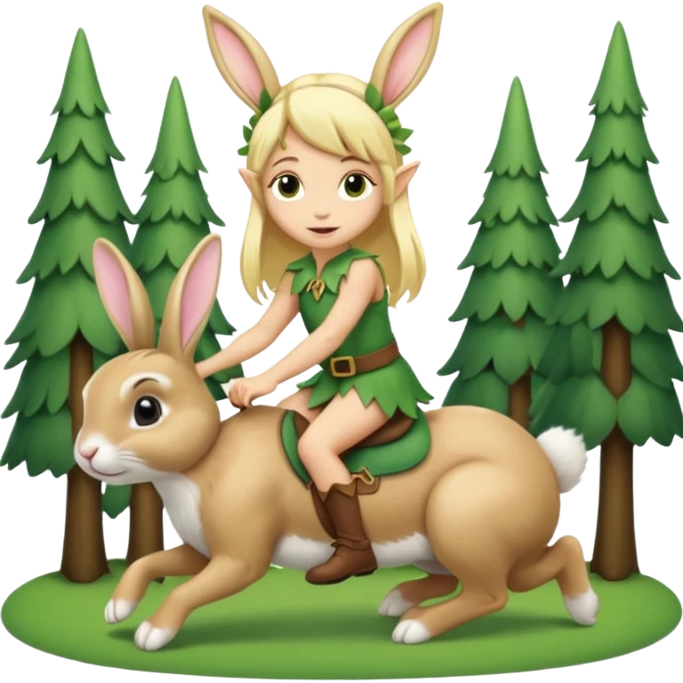 tiny forest elf blonde hair riding bunny emoji