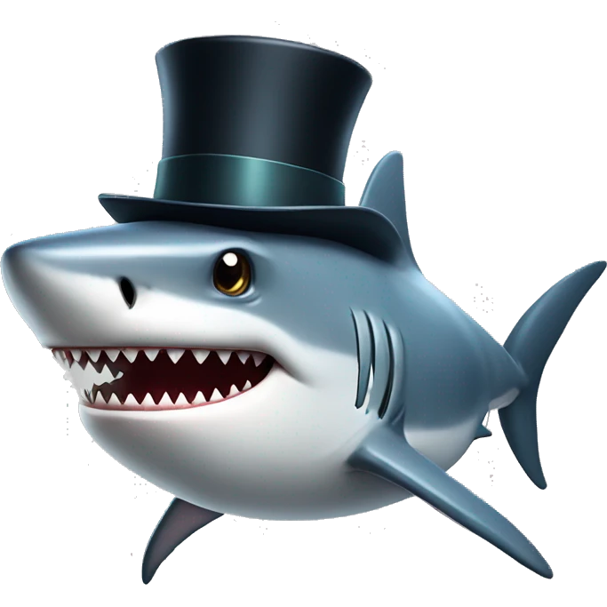Shark with a top hat emoji