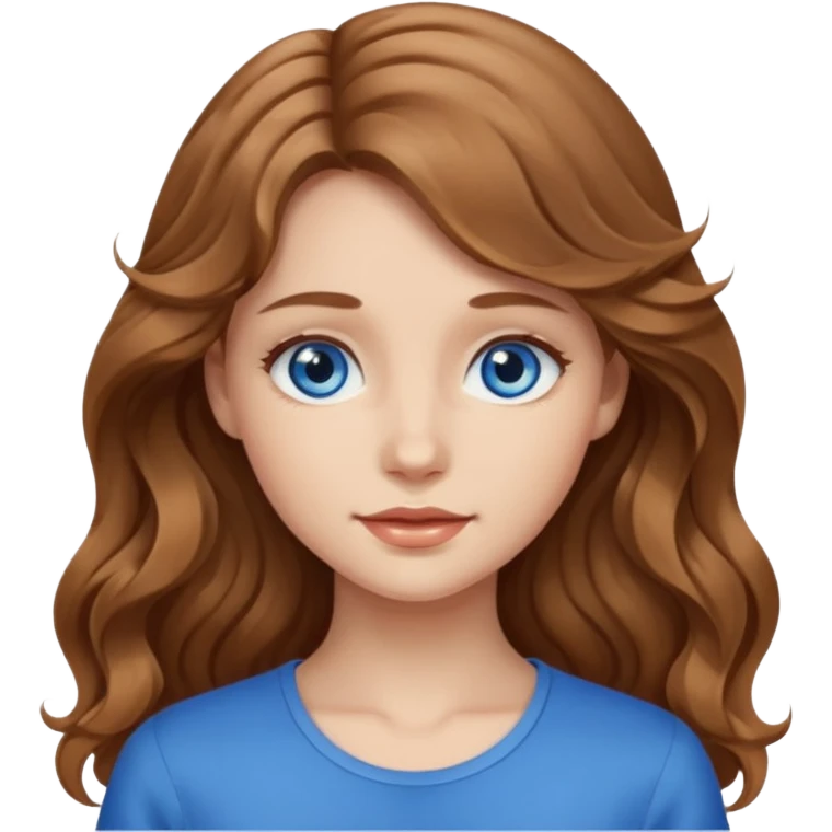 Please generate a portrait of a pretty girl with long, wavy, light brown hair. emoji