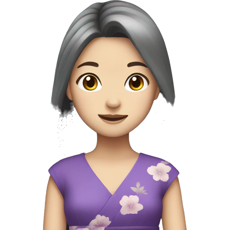 Long hair Japanese girl in purple dress  emoji