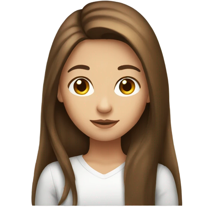 girl, long hair, front hair, brown hair,  emoji