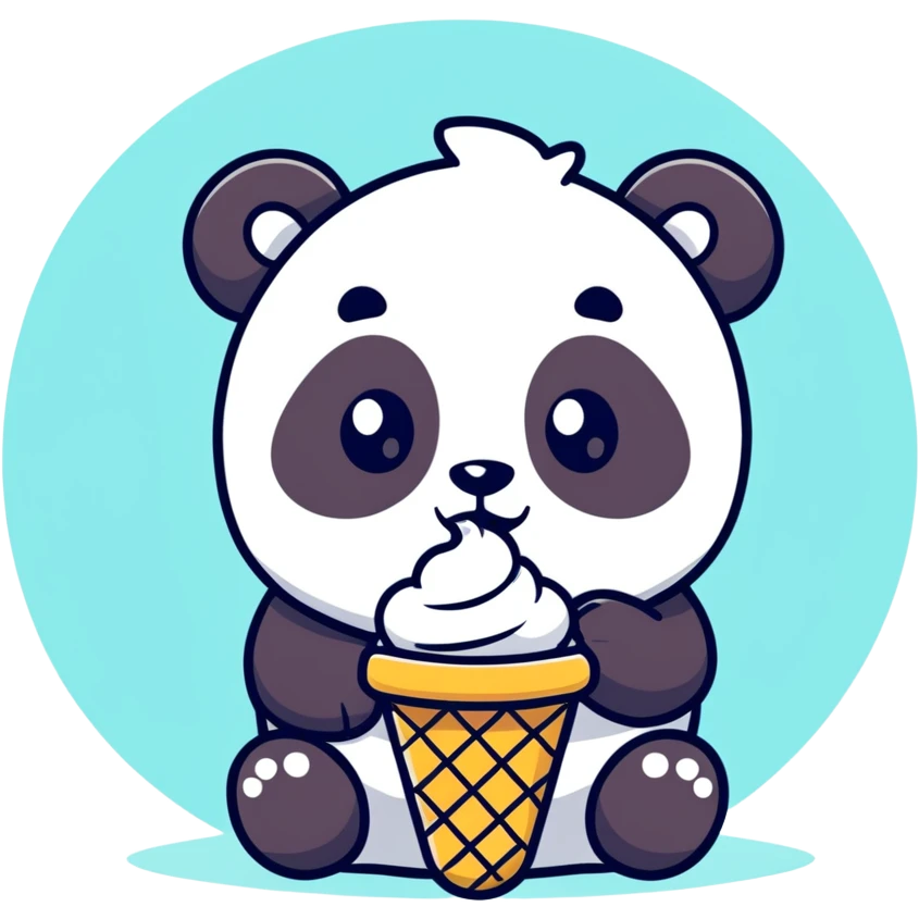 Panda eating ice cream emoji