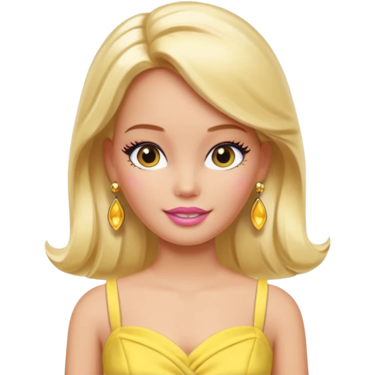 barbie with The color of the earring yellow. emoji