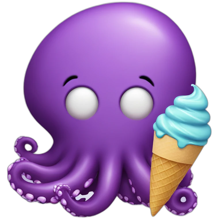 purple octopus eating ice cream emoji