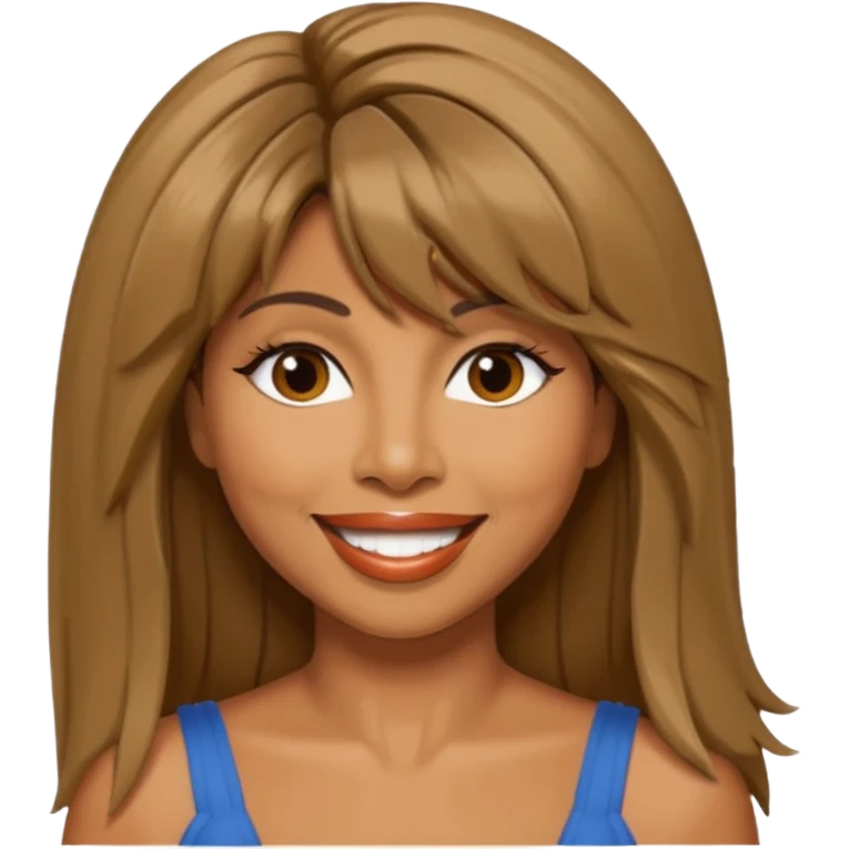 Tina Turner with long brown straight hair emoji