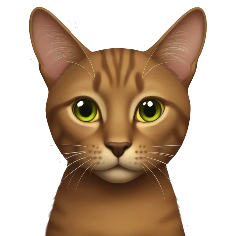 Brown cat with brown nose and orange/yellow/green eyes long black whiskers  emoji