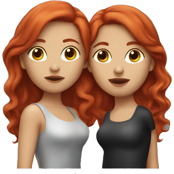 2 women red hair kissing emoji