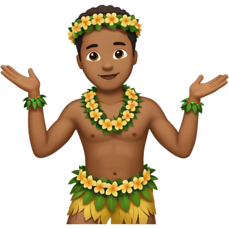 Black man hula dancer with a lei on his neck emoji