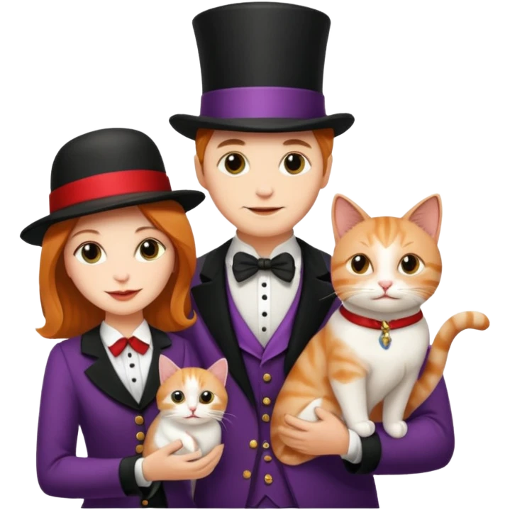 magician couple and their pet cat emoji