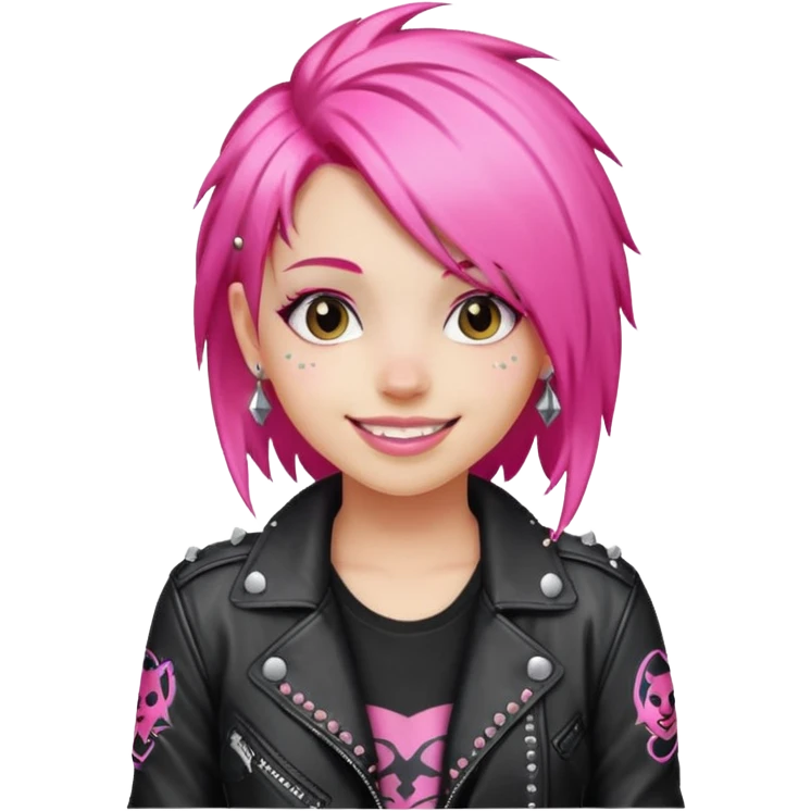 Skater punk girl mugshot smiling emoji