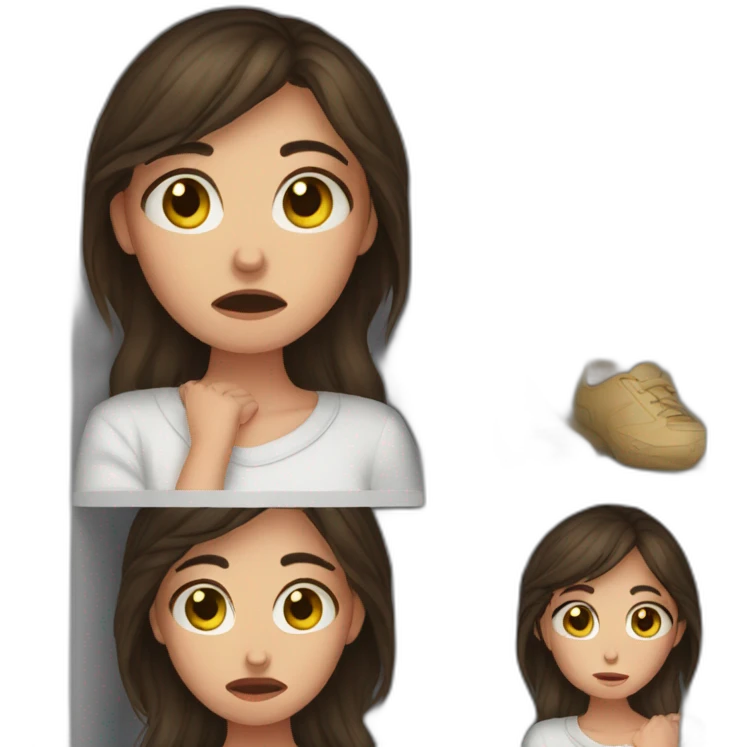 Brunette girl crying in closet emoji