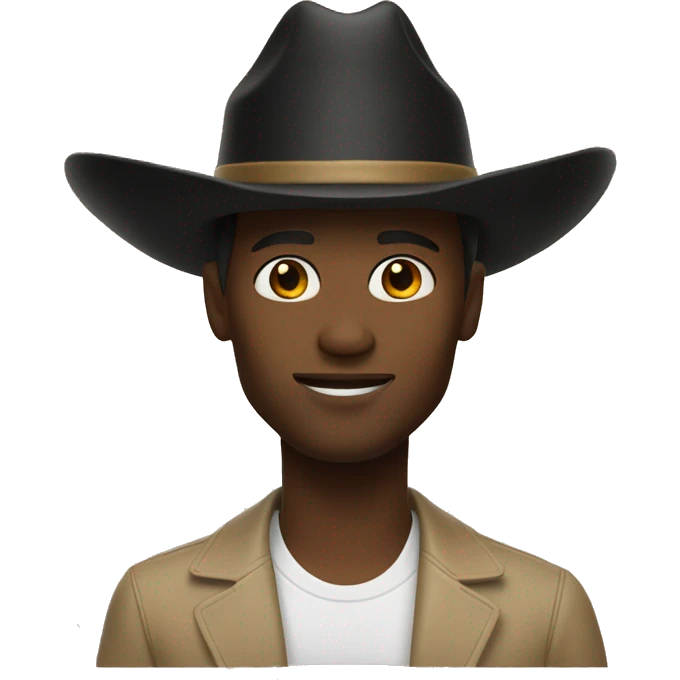 memoji hombre negro sombrero beige emoji