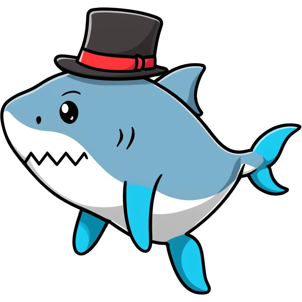 Shark with a top hat emoji