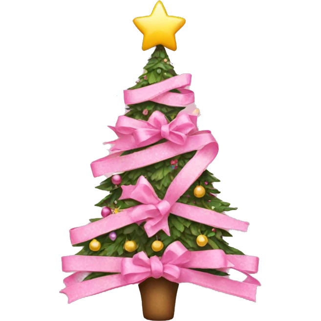 Pink bow christmas tree emoji