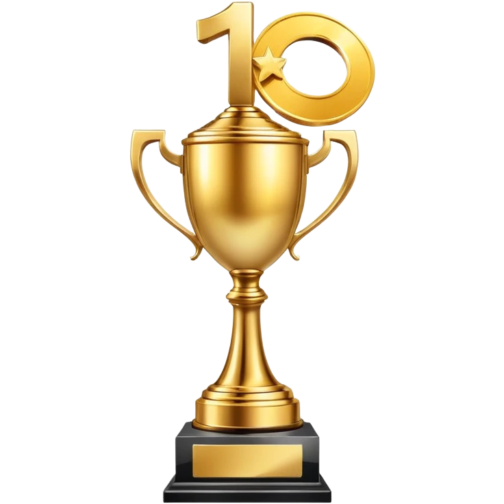 Number one trophy with gold medal emoji