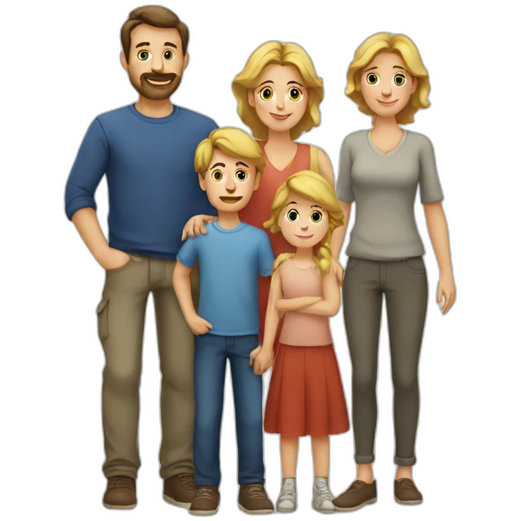 European Family with Man, Woman, 3 Boys emoji