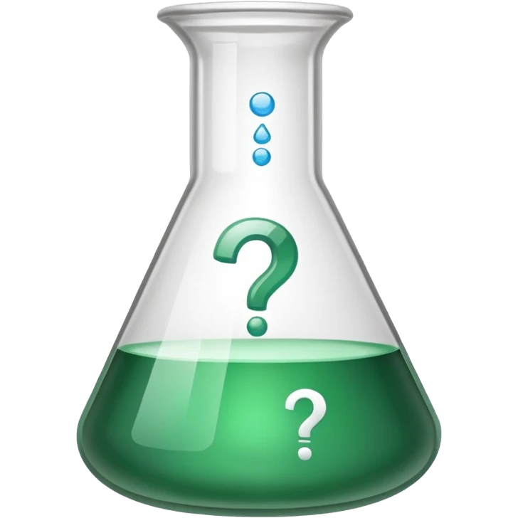 chemistry beaker with question marks, representing asking about valency emoji