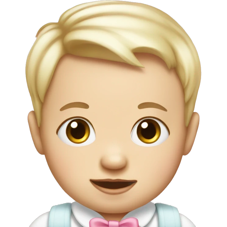 white baby boy wearing a pink bow emoji