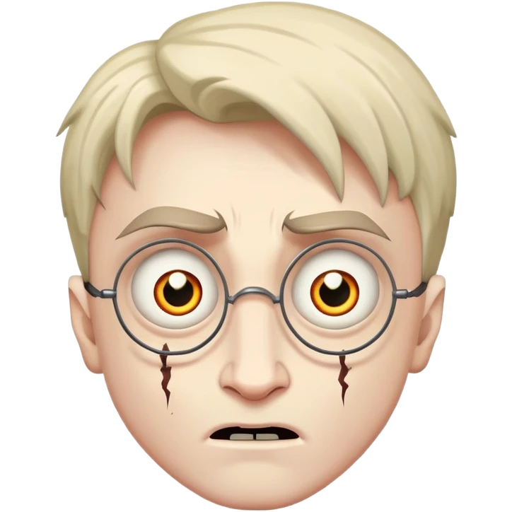 Scary Harry Potter with lightning scar and creepy eyes emoji