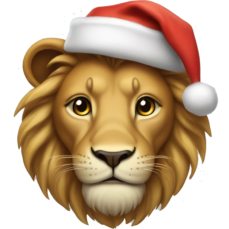 lion with Christmas hat  emoji
