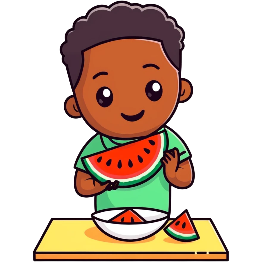 Black man eating watermelon emoji