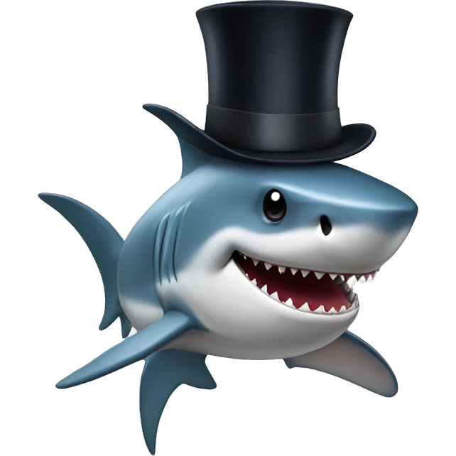 Shark with a top hat emoji