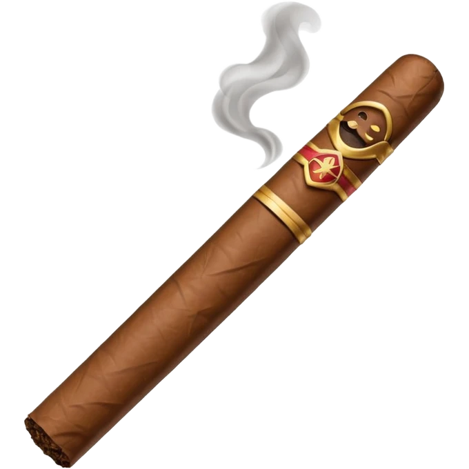 Emoji-style cigar icon, dark brown wrapper, subtle smoke, minimalistic, clean silhouette emoji
