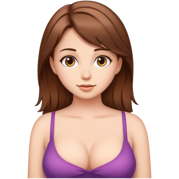A cute girl with brown hair and long breasts and big breasts emoji