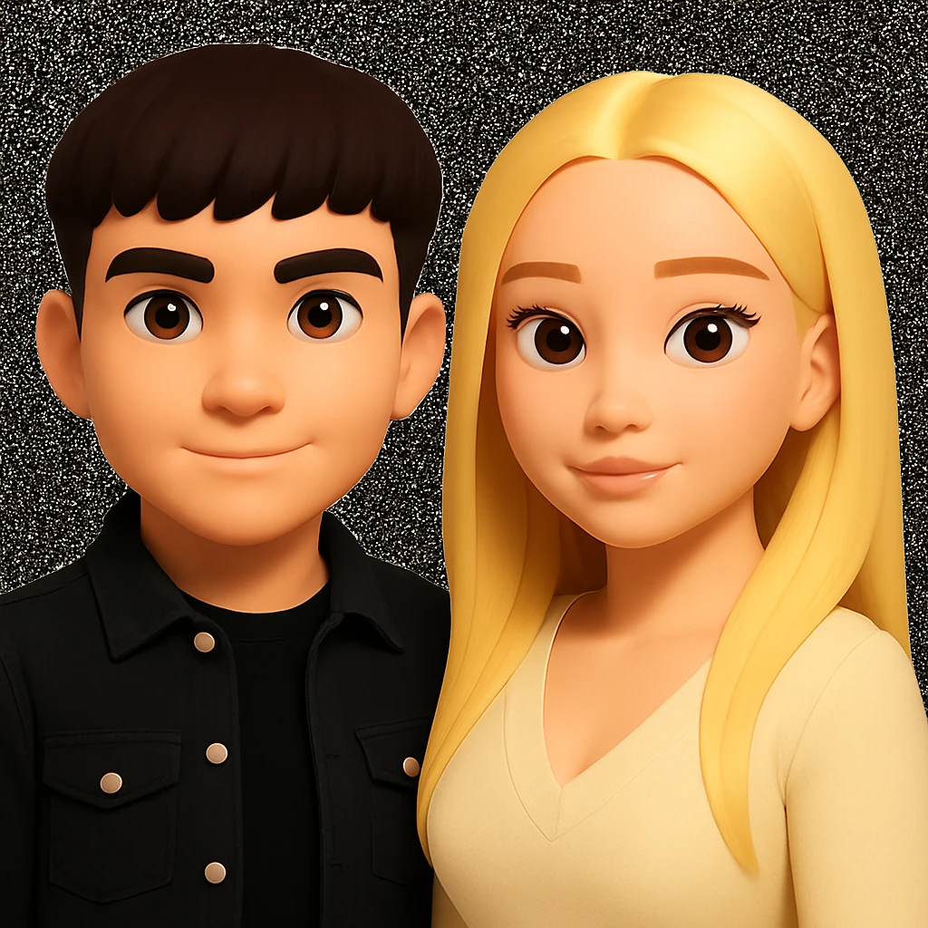 Slightly increase the volume of the upper body of the girl and slightly turn her to face forward, preserving the style of the image. emoji