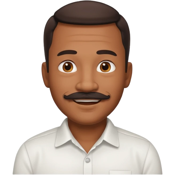 black dad with chin mustache smile warmly in white shirt emoji
