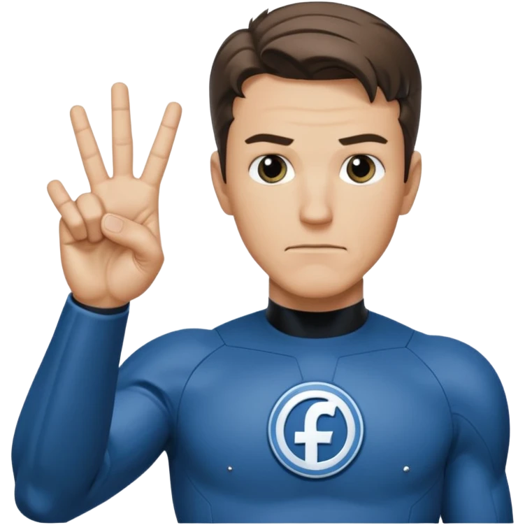 Reed Richard’s from the Fantastic 4 holding up 4 fingers thumb down out in front of himself  emoji