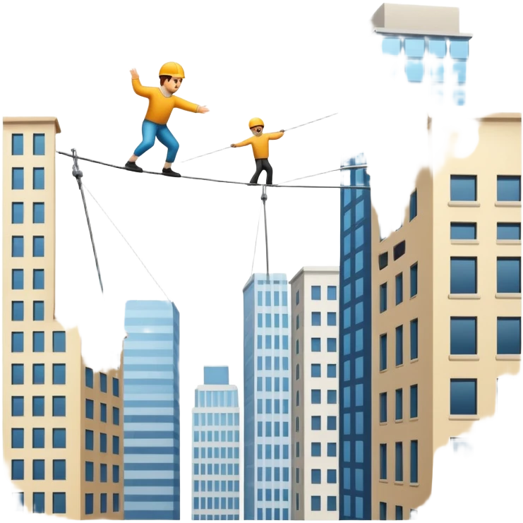 tightrope between two buildings
 emoji