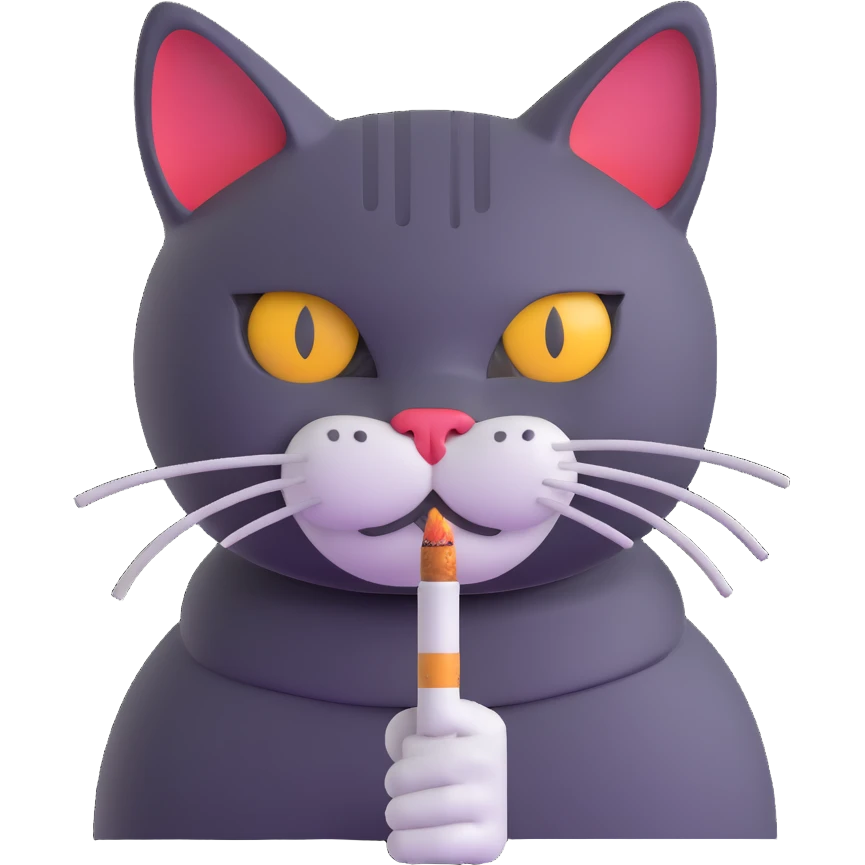 cat with cigarette in mouth staring intensely emoji
