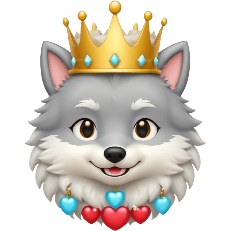 chibi wolf with crown emoji