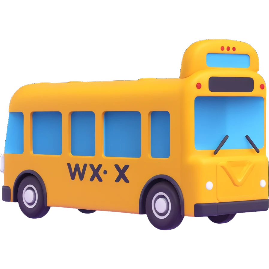 a bus with the Wix logo, 3D style emoji