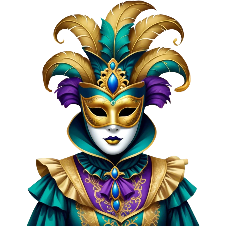 Venice Carnival performer – Cinematic Realistic Venice Carnival Performer, depicted in an opulent, elaborately masked costume with rich textures, vibrant colors, and dramatic, soft lighting, set against the historic backdrop of Venetian canals, capturing the mystery and extravagance of the carnival. emoji