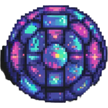 Night Life Universal logo, pixel art style, vibrant colors, retro video game look emoji
