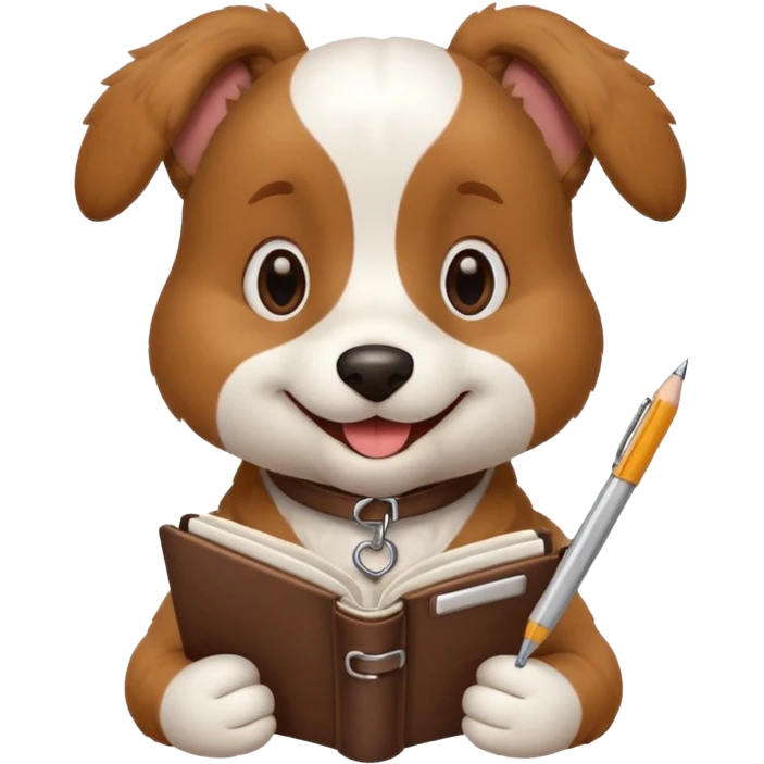 funny dog with diary and pen emoji