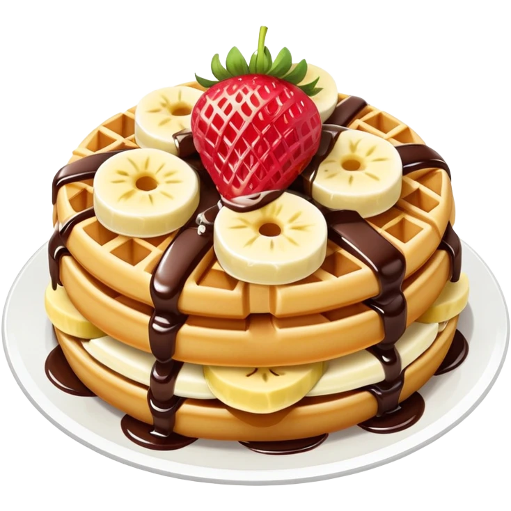 Bubble waffle with ice in the middle, strawberry, bananas and chocolate everywere  emoji