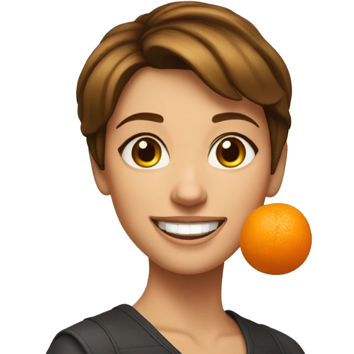 Pretty woman with short brown hair juggling oranges emoji