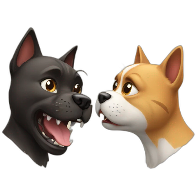cat dog fight emoji